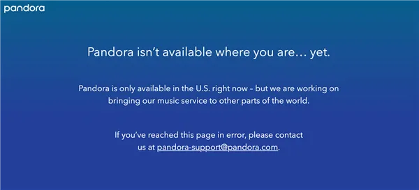 Как зайти на сайты, недоступные в России. Без VPN в Pandora даже не зарегистрироваться. Фото.